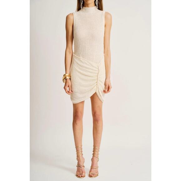 Torn by Ronny Kobo The Kate Dress Knit Sleeveless Bead Accents Color Pearl Sz M - Picture 2 of 13